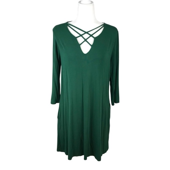 Nine Britton Green Lace-Up Front Dress Size M - Picture 1 of 5